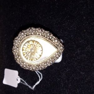 Artisan Crafted hand carved Labradorite ring in sterling silver size 7